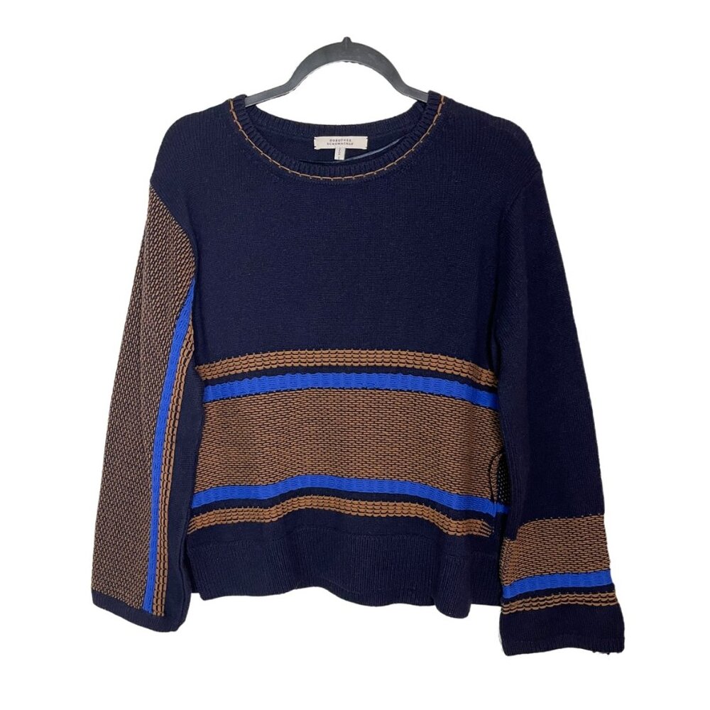 Dorothee Schumacher | Wool Cashmere Blend Knit Stitch Striped Pullover Sweater